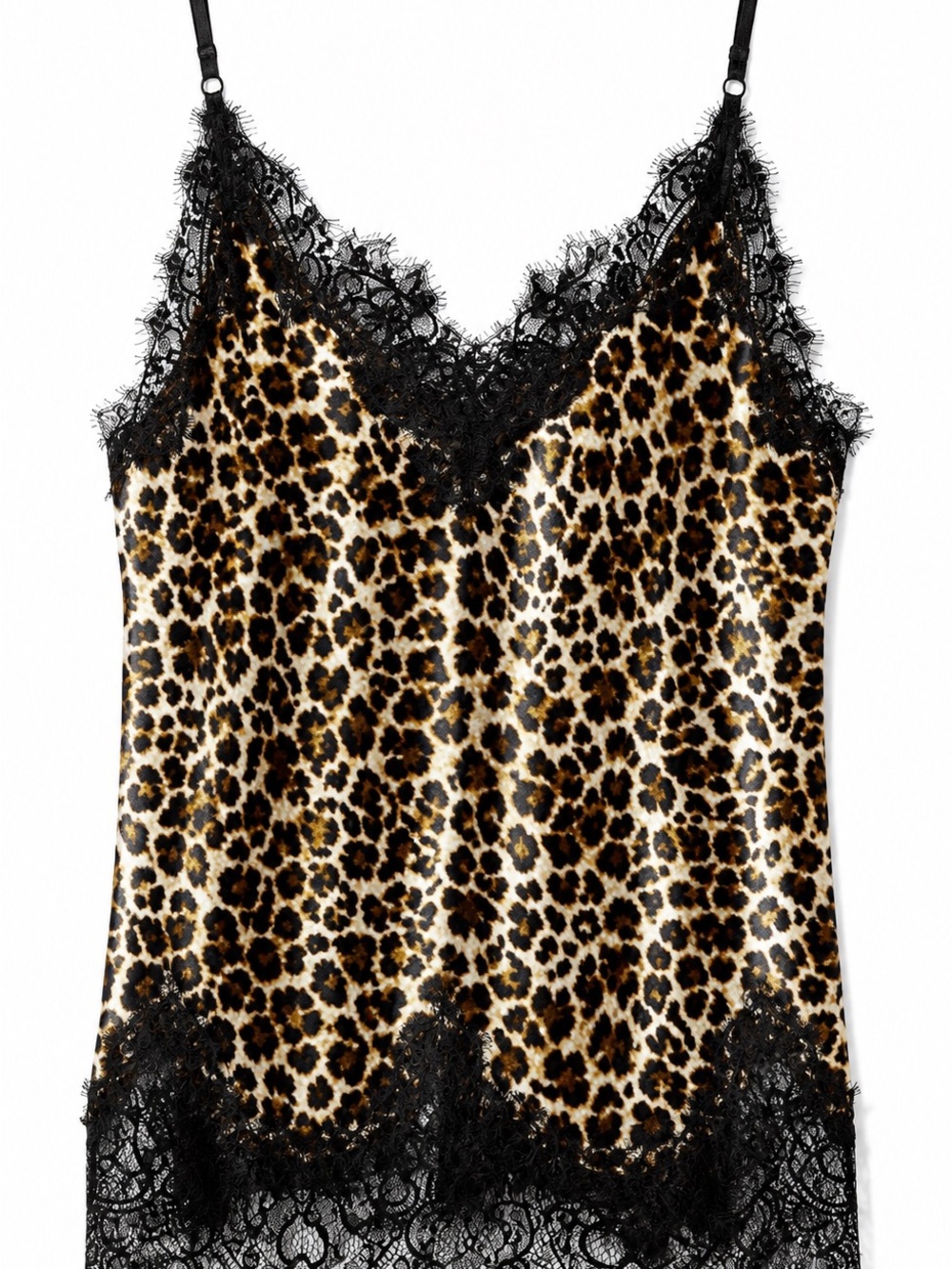Gold Hawk Silk Leopard Print Lace Cami NWT Size L Lingerie Tank